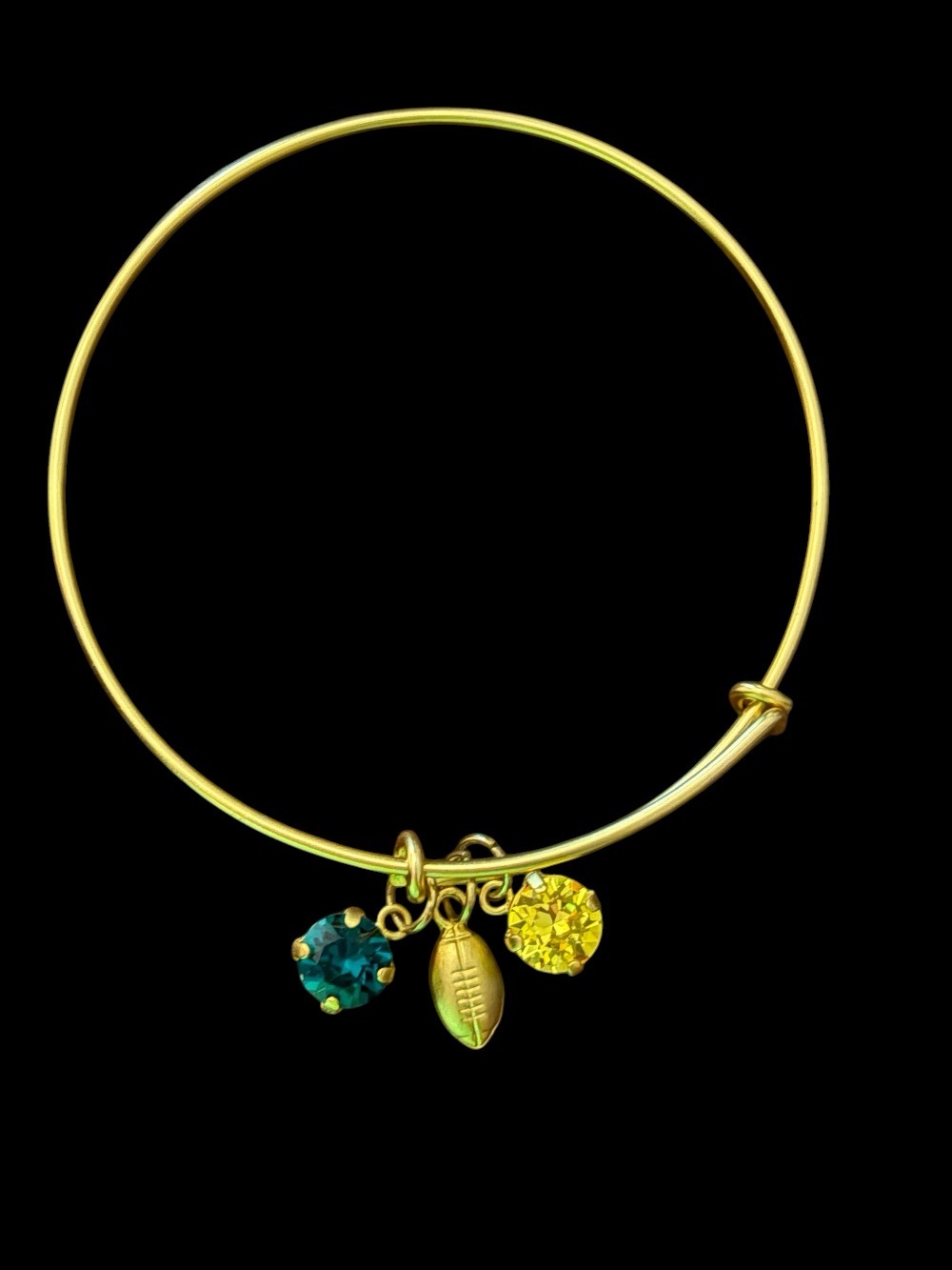 Green & Gold Football Bangle  Bracelet - NWT